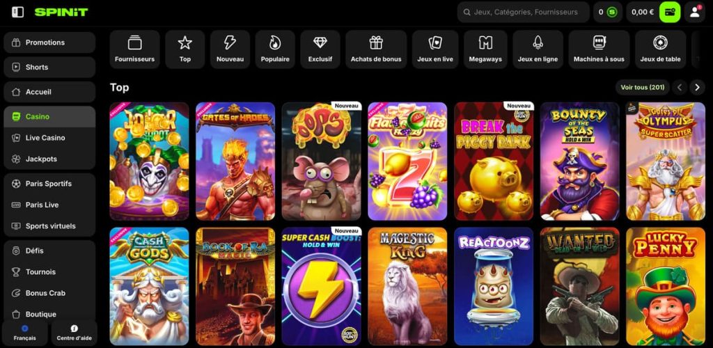 Spinit Casino jeux