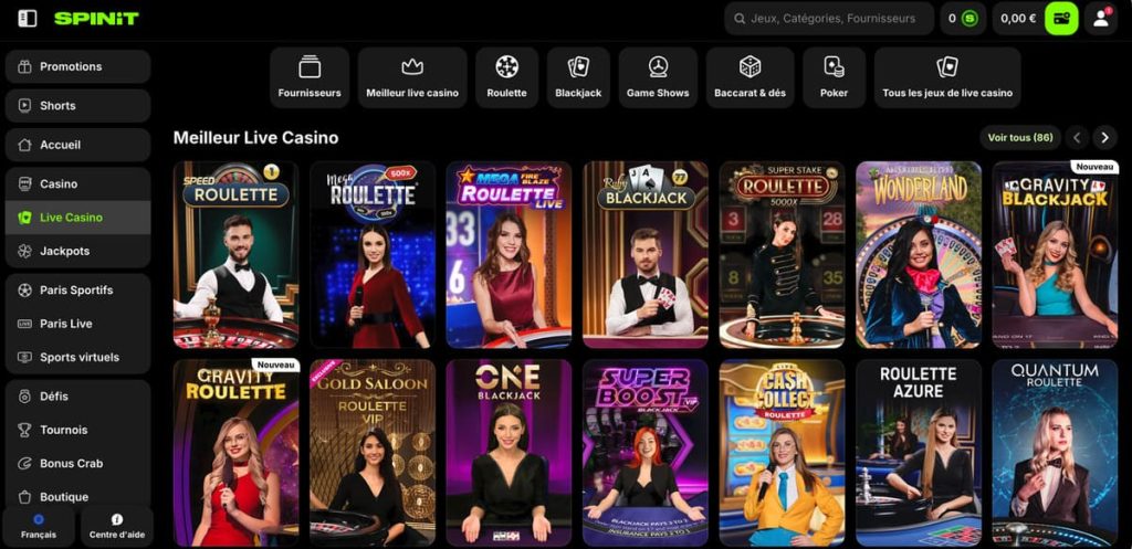 Spinit Casino jeux live