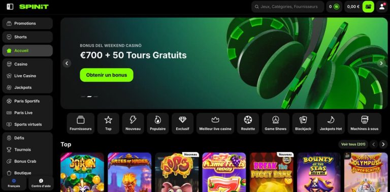 Spinit Casino page accueil